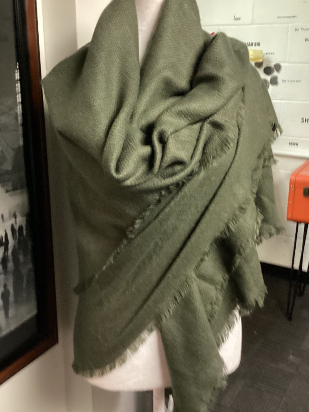 Green shawl throw. Charlotte Ruse  AVocado. 🥑 GREEN 💚💚💚💚